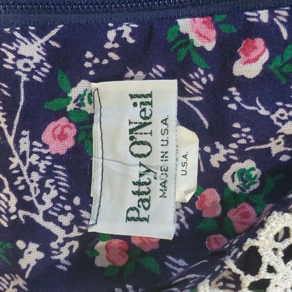Patty O'neil vintage midi/maxi women's blue floral dress size 14 - Picture 14 of 17